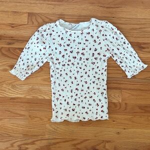 Zara White and Red Floral Kids Blouse